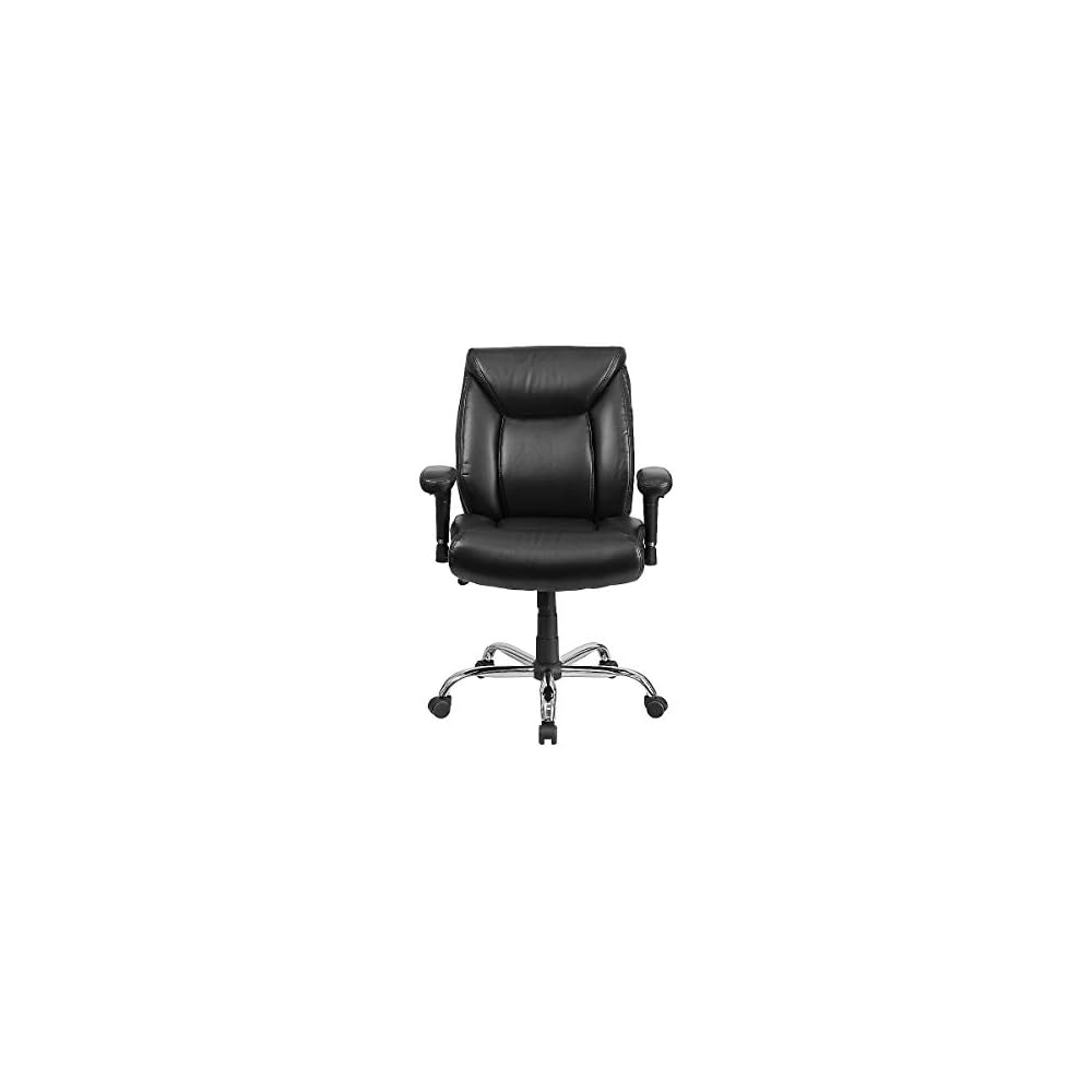 Flash Furniture HERCULES Series Big & Tall 400 lb. Rated Black Fabric Deep Tufted Swivel Ergonomic Task Office Chair with Adjustable Arms