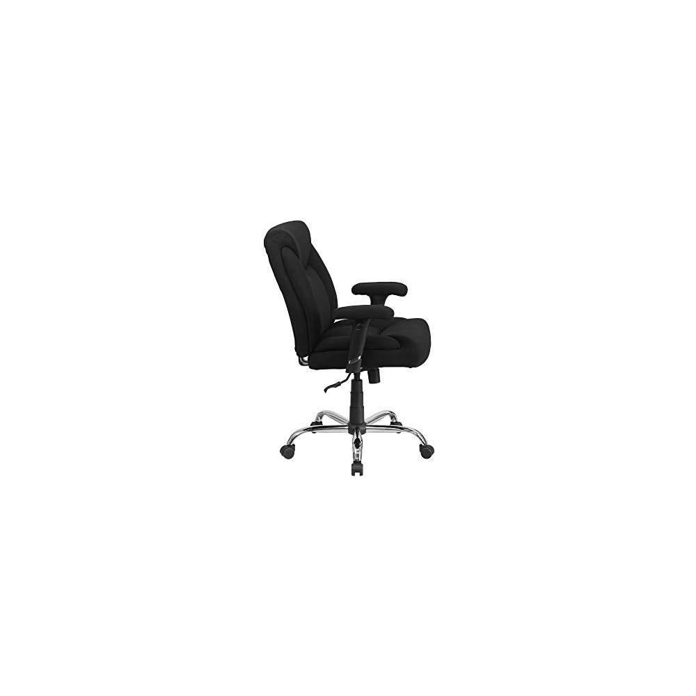 Flash Furniture HERCULES Series Big & Tall 400 lb. Rated Black Fabric Deep Tufted Swivel Ergonomic Task Office Chair with Adjustable Arms