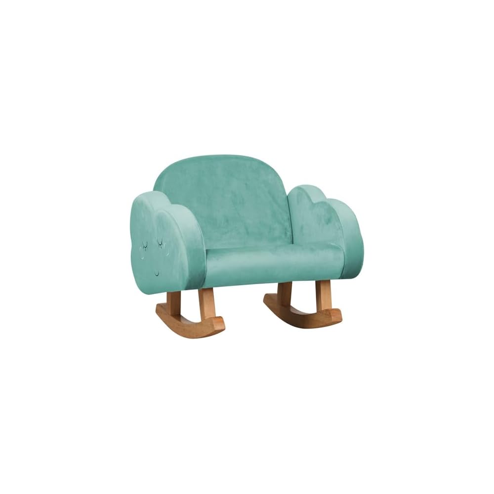 Small Fabric Rocking Chair Single Sofa Solid Wood Frame Anti-Dumping Design Plush Fabric for Living Room is a Beautiful Gift