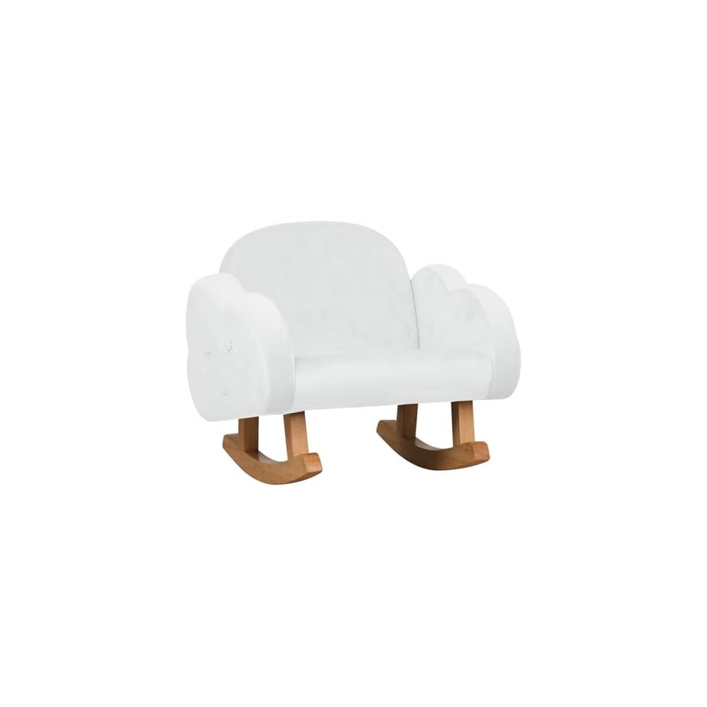 Small Fabric Rocking Chair Single Sofa Solid Wood Frame Anti-Dumping Design Plush Fabric for Living Room is a Beautiful Gift