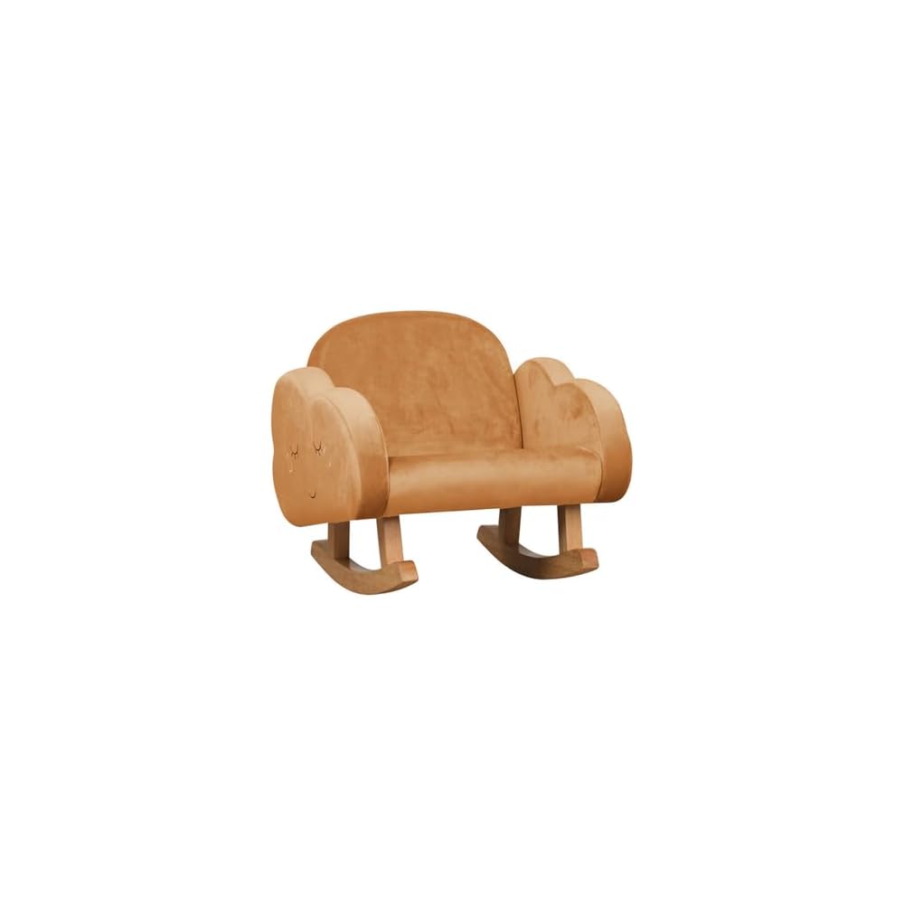Small Fabric Rocking Chair Single Sofa Solid Wood Frame Anti-Dumping Design Plush Fabric for Living Room is a Beautiful Gift