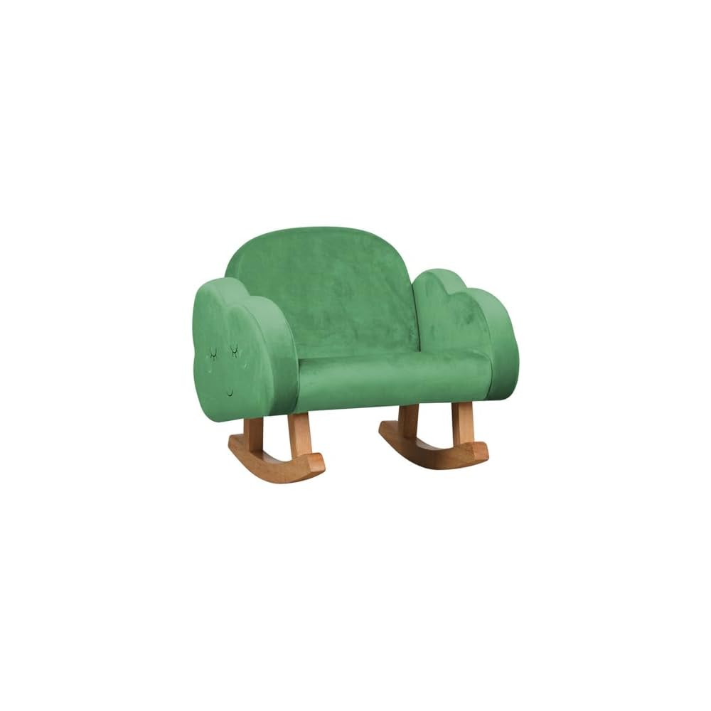 Small Fabric Rocking Chair Single Sofa Solid Wood Frame Anti-Dumping Design Plush Fabric for Living Room is a Beautiful Gift