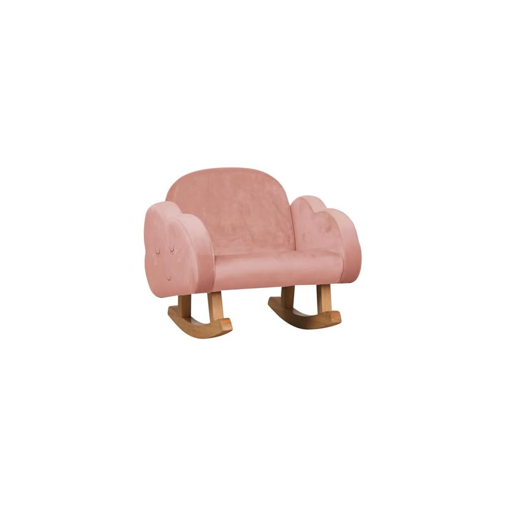 Small Fabric Rocking Chair Single Sofa Solid Wood Frame Anti-Dumping Design Plush Fabric for Living Room is a Beautiful Gift