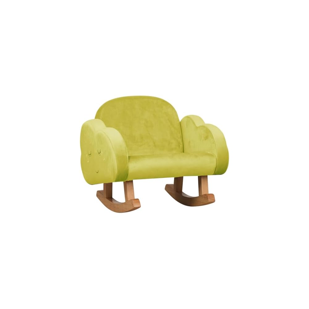 Small Fabric Rocking Chair Single Sofa Solid Wood Frame Anti-Dumping Design Plush Fabric for Living Room is a Beautiful Gift