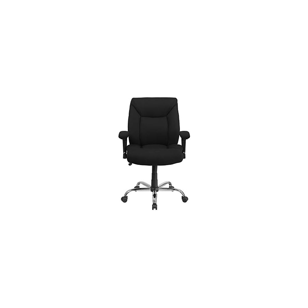 Flash Furniture HERCULES Series Big & Tall 400 lb. Rated Black Fabric Deep Tufted Swivel Ergonomic Task Office Chair with Adjustable Arms