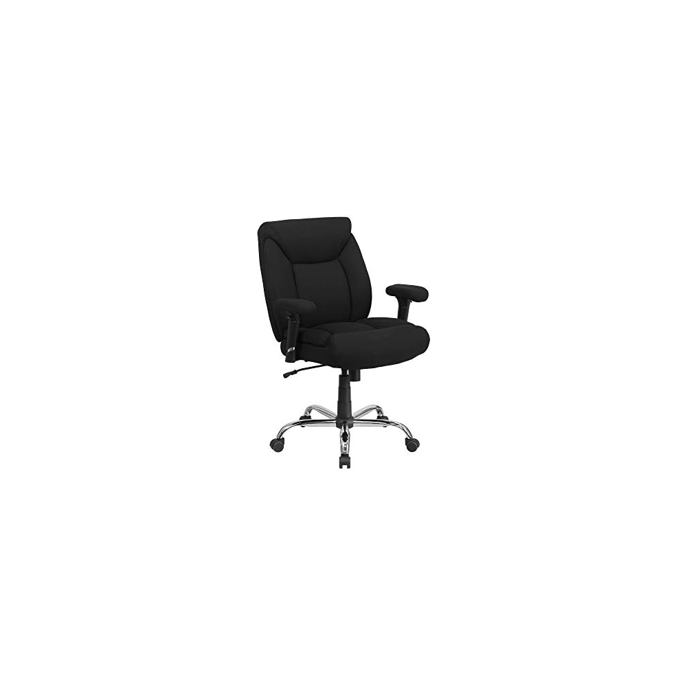 Flash Furniture HERCULES Series Big & Tall 400 lb. Rated Black Fabric Deep Tufted Swivel Ergonomic Task Office Chair with Adjustable Arms