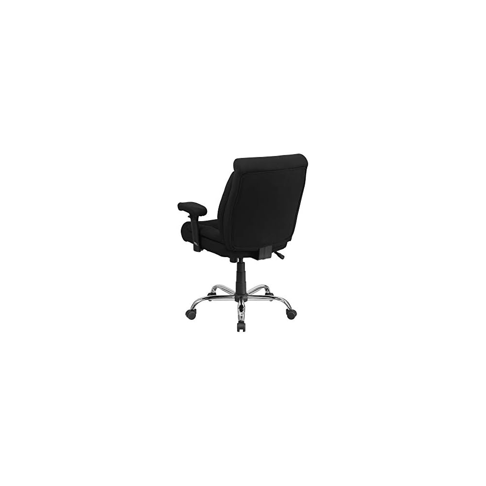 Flash Furniture HERCULES Series Big & Tall 400 lb. Rated Black Fabric Deep Tufted Swivel Ergonomic Task Office Chair with Adjustable Arms