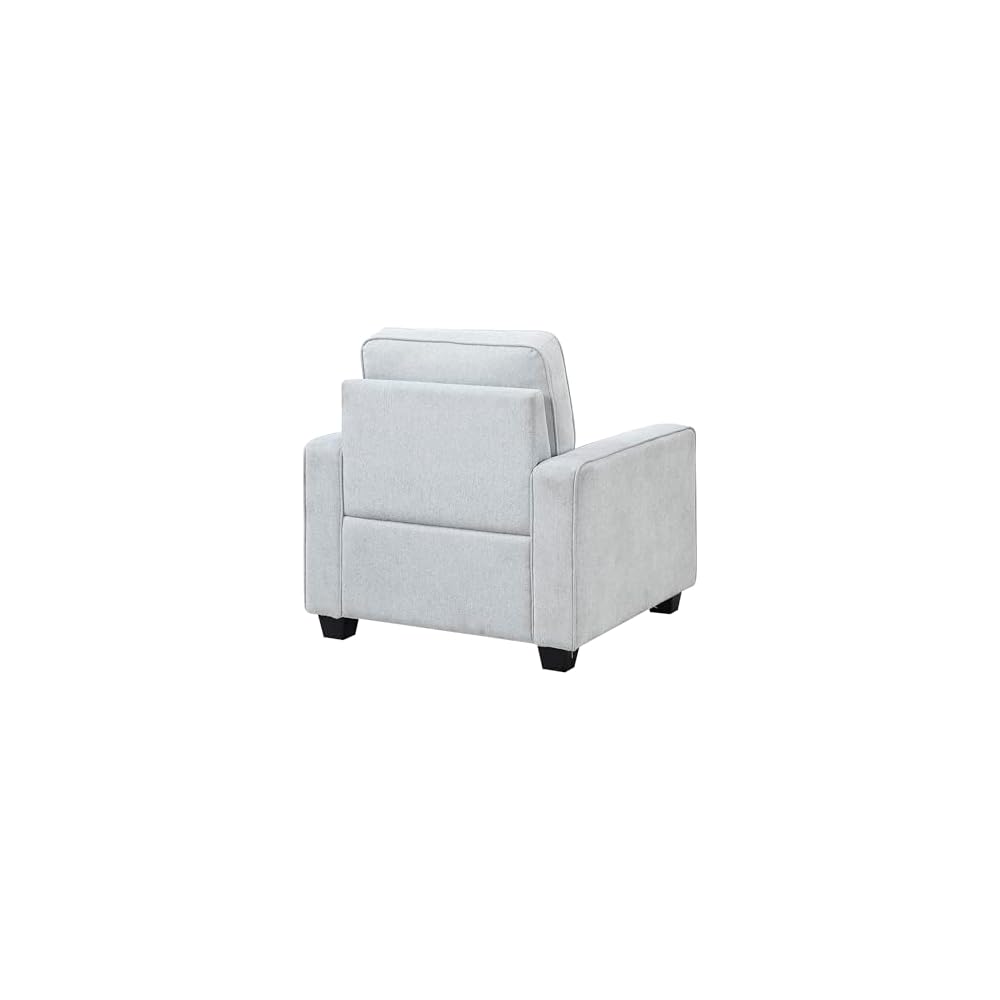 Lexicon Accent Chair, Textured Fabric Upholstered Armchair, Single Sofa Chair, Reversible Cushion, Track Arms, Comfy Chairs for Living Room/Bedroom/Office/Waiting Room, Gray
