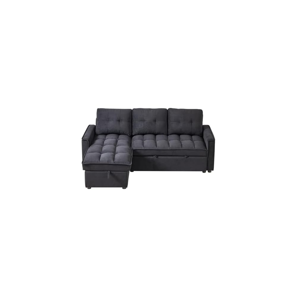 ERYE 71" L-Shaped Convertible Sleeper Sectional Sofa with Pull Out Sleeper Couch Bed and Reversible Storage Chaise for Home Apartment,Chenille Tufted Upholstered,USB-C Ports