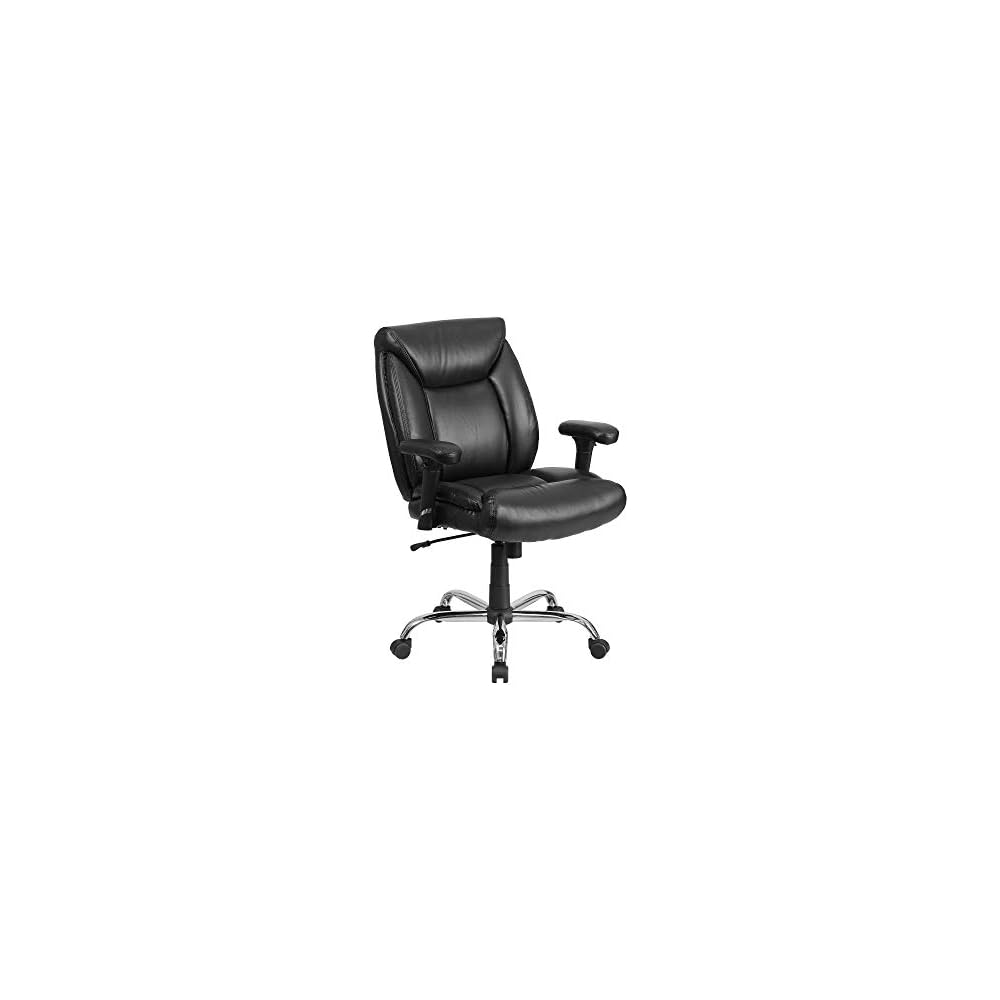 Flash Furniture HERCULES Series Big & Tall 400 lb. Rated Black Fabric Deep Tufted Swivel Ergonomic Task Office Chair with Adjustable Arms