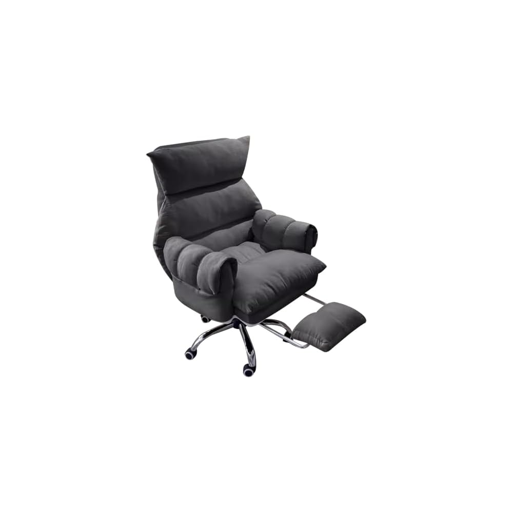 Ergonomic Soft Gaming Chair with Footrest - Reclining Office Chair & Lazy Sofa for Home Office, Bedroom & Living Room - Beige Backrest Armchair for Ultimate Comfort