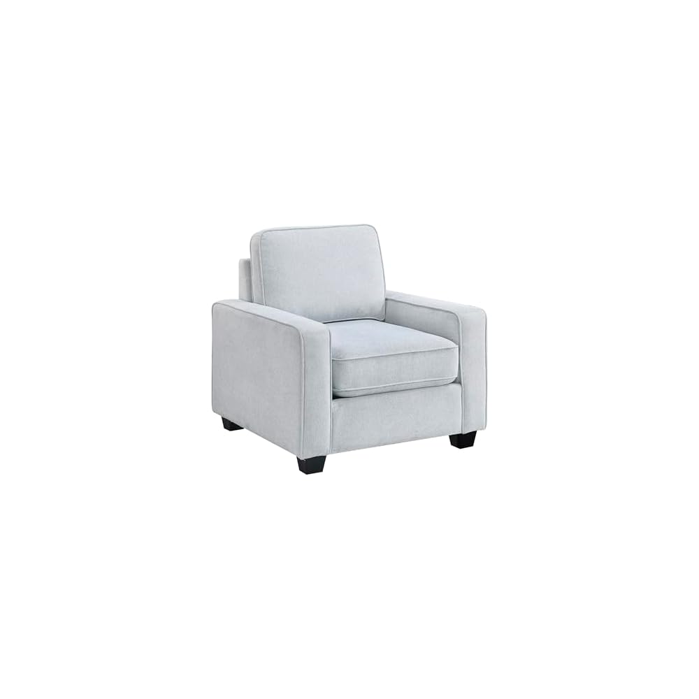 Lexicon Accent Chair, Textured Fabric Upholstered Armchair, Single Sofa Chair, Reversible Cushion, Track Arms, Comfy Chairs for Living Room/Bedroom/Office/Waiting Room, Gray