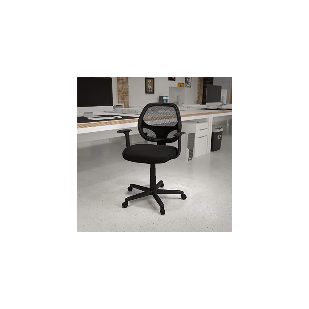 Flash Furniture Mid-Back Mesh Executive Office Chair, with Arms, Black