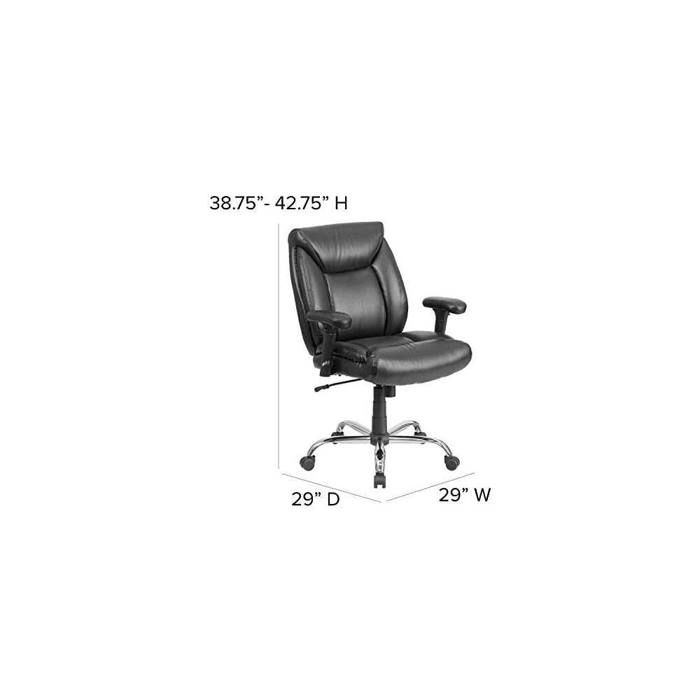 Flash Furniture HERCULES Series Big & Tall 400 lb. Rated Black Fabric Deep Tufted Swivel Ergonomic Task Office Chair with Adjustable Arms