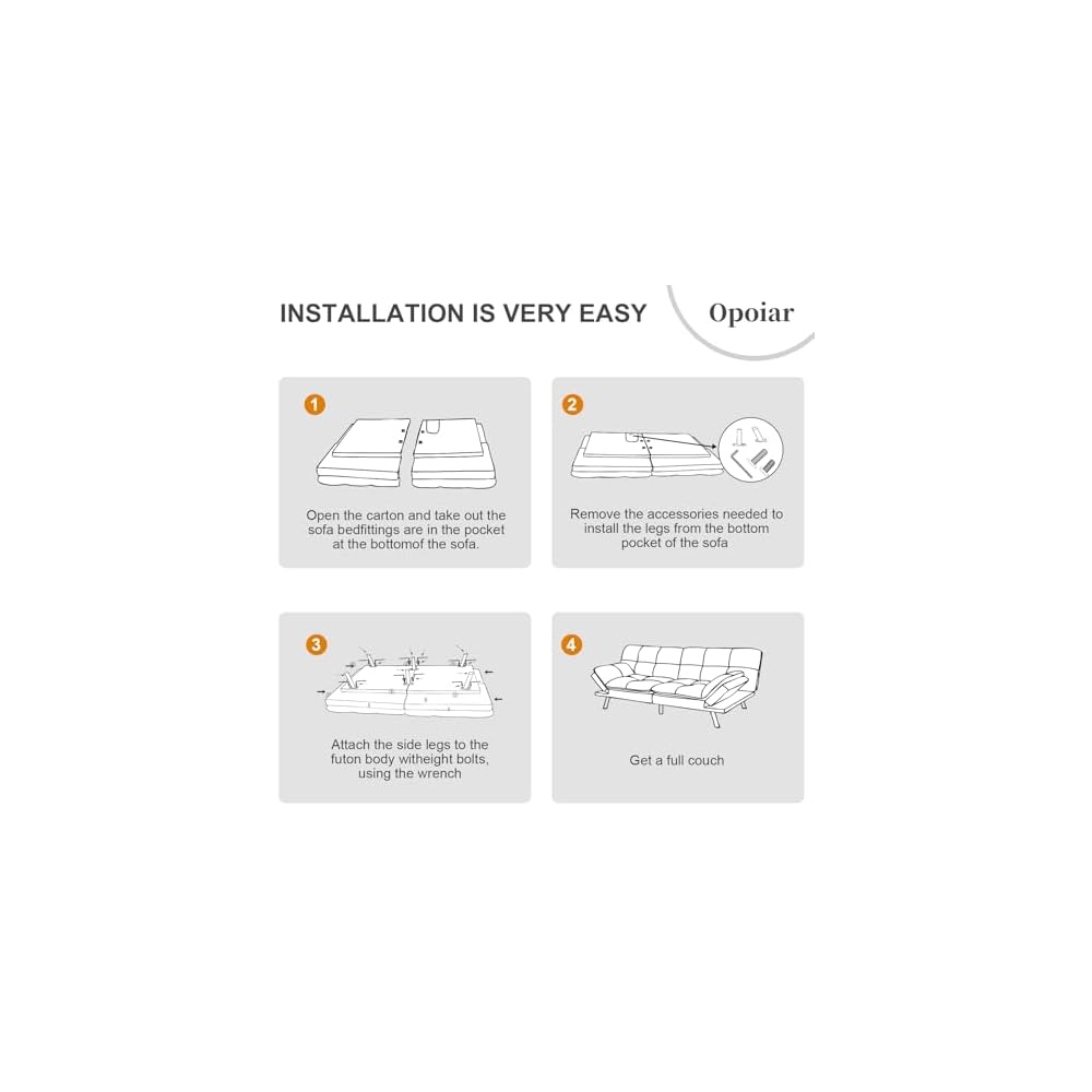 Opoiar Futon Sofa Bed Convertible Memory Foam Grey Couch Bed Futon Sets Folding Modern Sleeper Sofa Gray Loveseat for Studio,Drom,Apartment,Game Room and Small Space