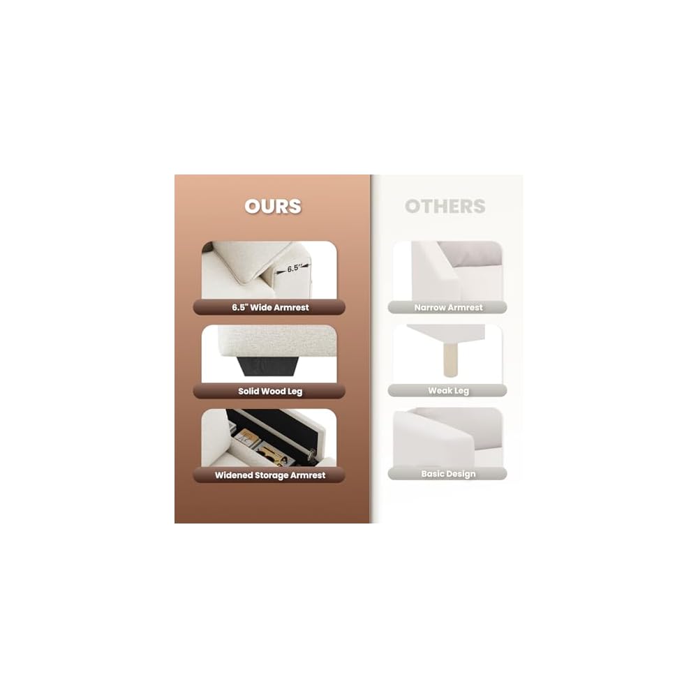 MALOL 89" Loveseat Couch, 3 Seater Upholstered