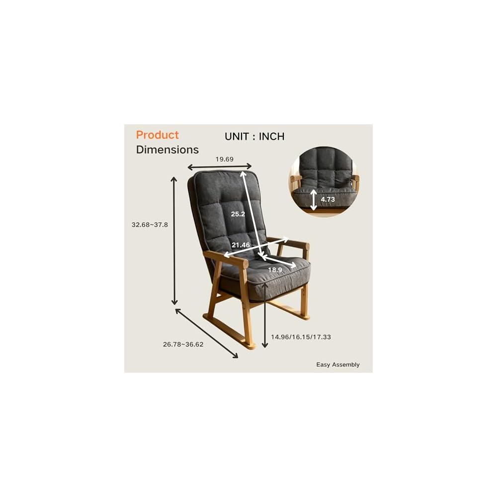 Modern Adjustable Lounge Chair, with Adjustable seat Height and Three-Level Lumbar Angle Adjustment, Suitable for Living Room, Bedroom, Study, and attic, Gray