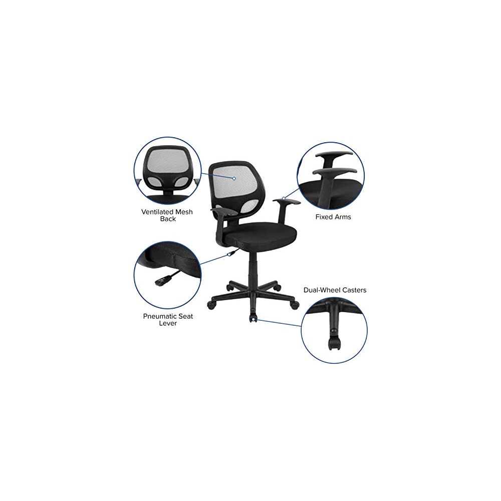 Flash Furniture Mid-Back Mesh Executive Office Chair, with Arms, Black