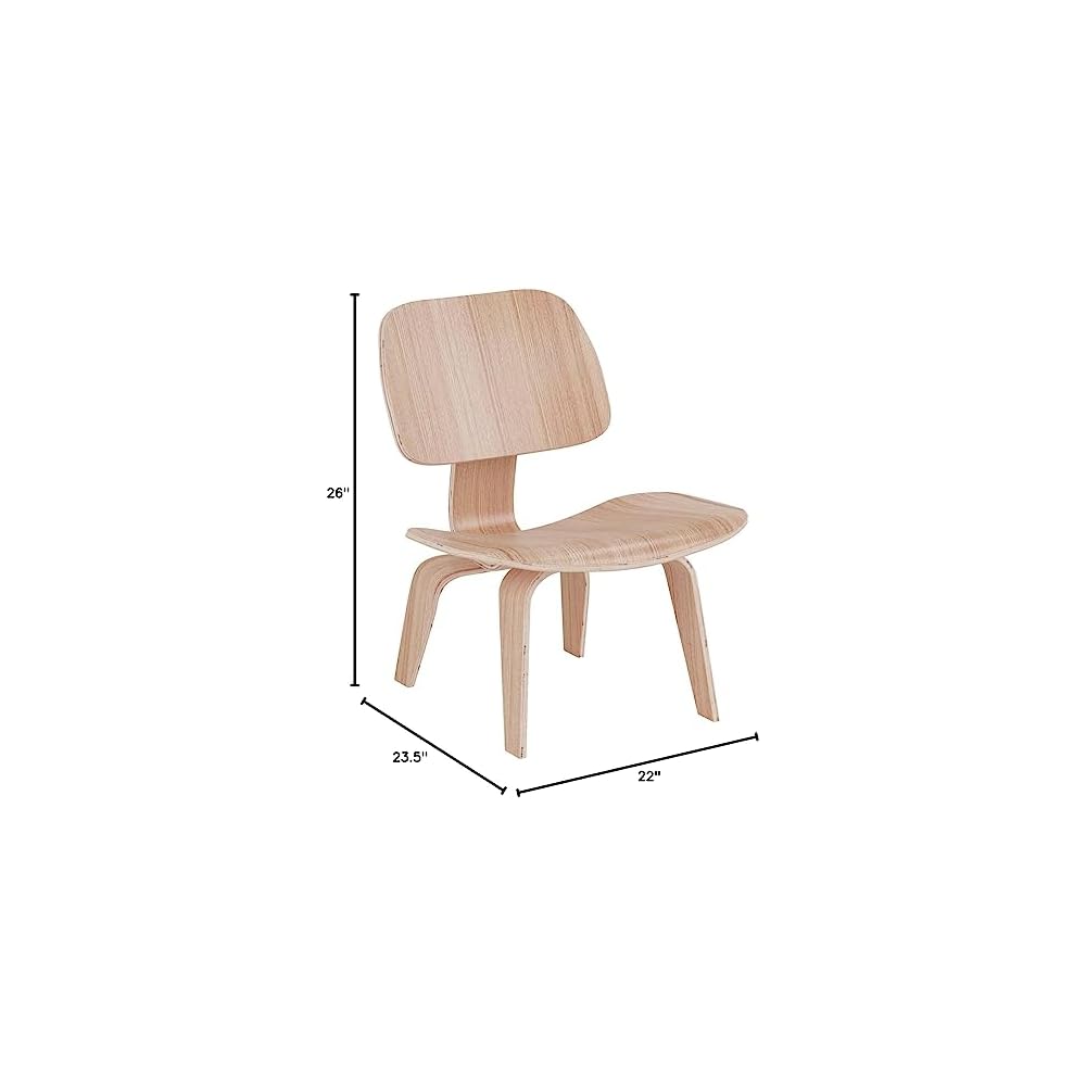 Modway EEI-510-NAT Fathom Mid-Century Modern Molded Plywood Lounge Accent Chair,Engineered Wood in Natural