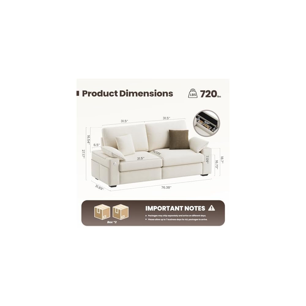 MALOL 89" Loveseat Couch, 3 Seater Upholstered