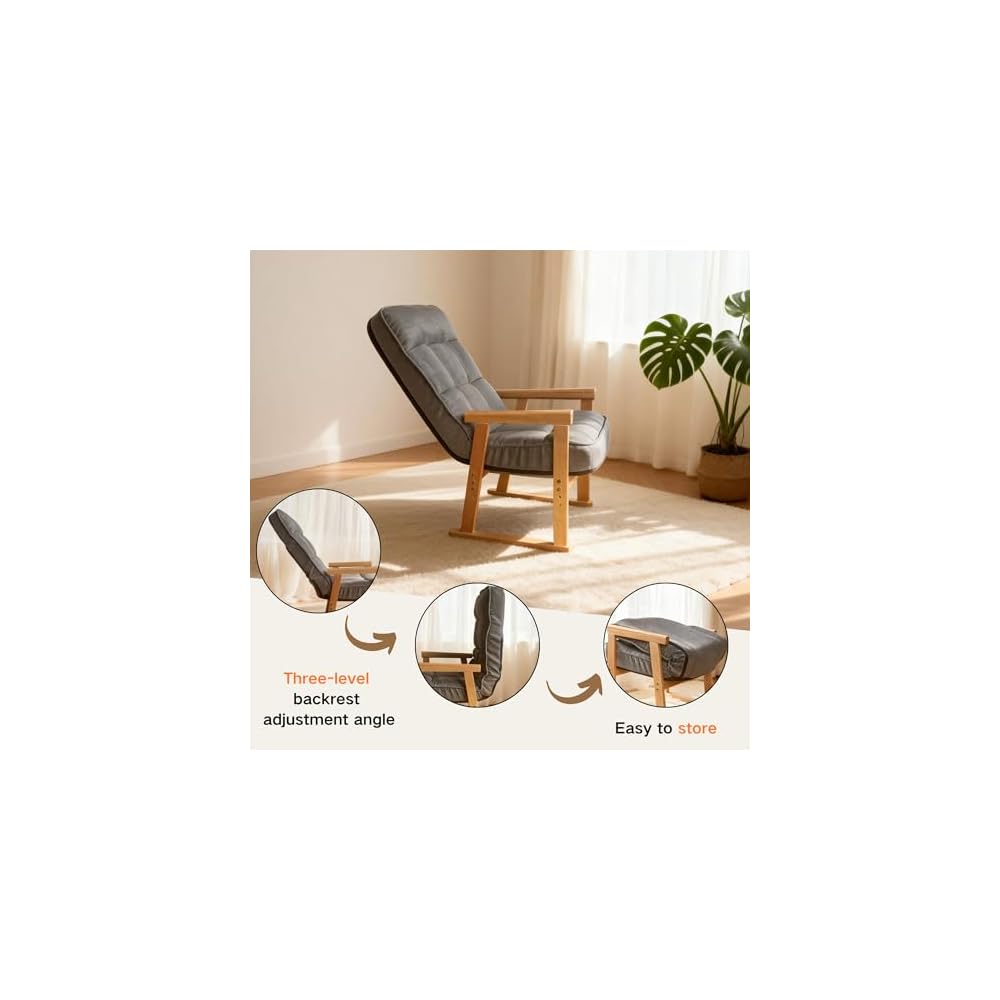 Modern Adjustable Lounge Chair, with Adjustable seat Height and Three-Level Lumbar Angle Adjustment, Suitable for Living Room, Bedroom, Study, and attic, Gray
