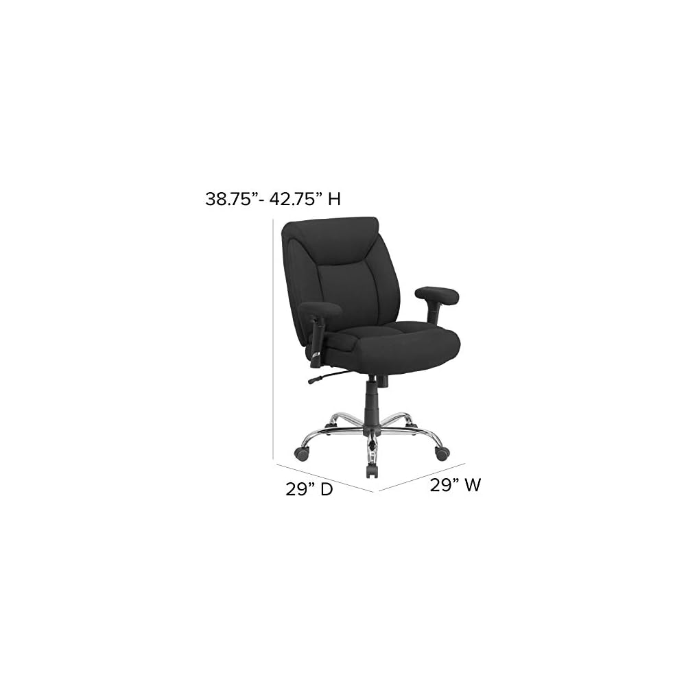 Flash Furniture HERCULES Series Big & Tall 400 lb. Rated Black Fabric Deep Tufted Swivel Ergonomic Task Office Chair with Adjustable Arms