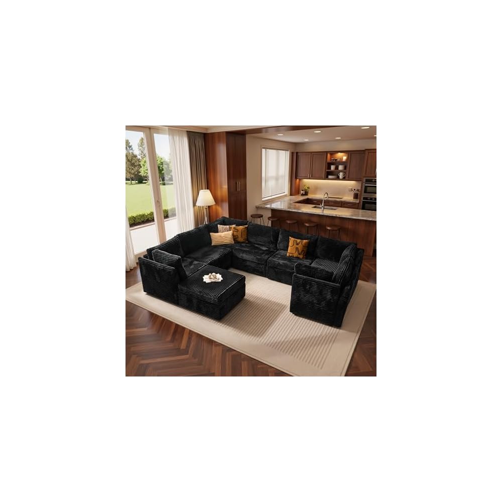128x96" Oversized Modular Sectional Living Room Couch Sofa Set Corduroy