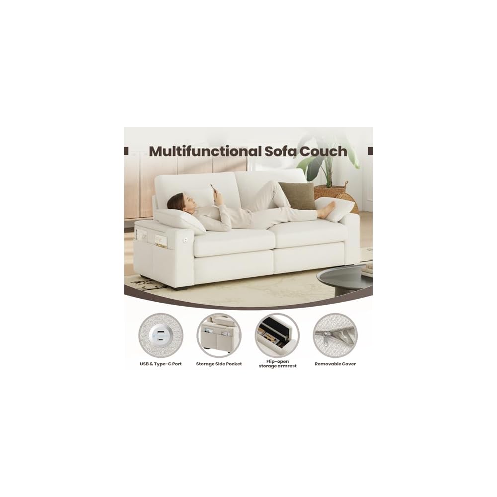 MALOL 89" Loveseat Couch, 3 Seater Upholstered