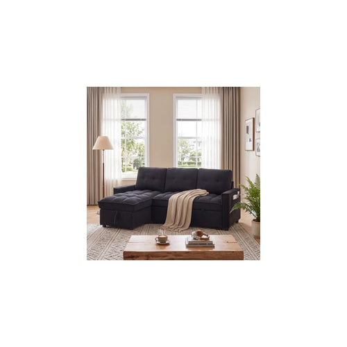 ERYE 71" L-Shaped Convertible Sleeper Sectional Sofa with Pull Out Sleeper Couch Bed and Reversible Storage Chaise for Home Apartment,Chenille Tufted Upholstered,USB-C Ports