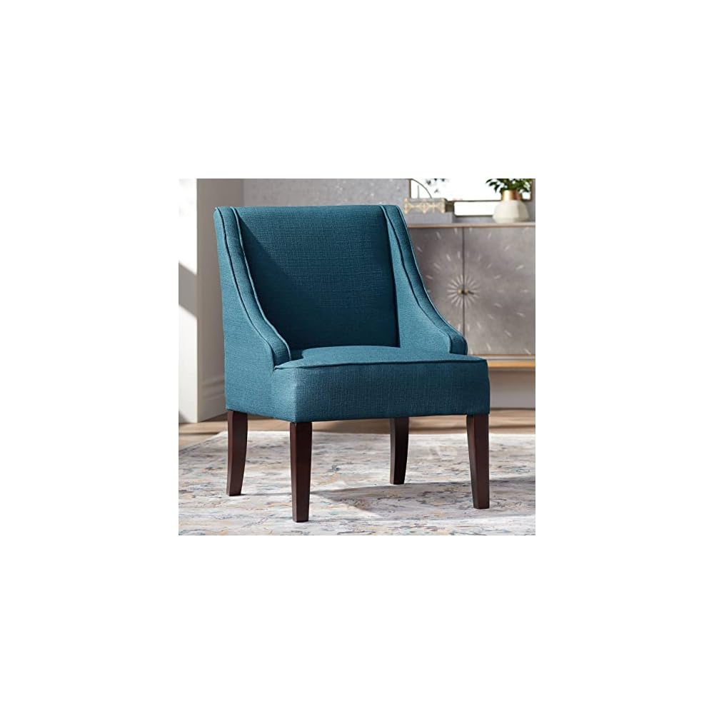 Elm Lane Dixon 35 1/4" Blue Fabric Swoop Arm Chair
