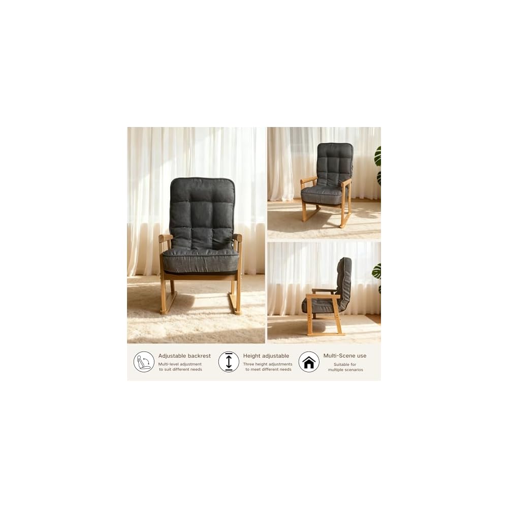 Modern Adjustable Lounge Chair, with Adjustable seat Height and Three-Level Lumbar Angle Adjustment, Suitable for Living Room, Bedroom, Study, and attic, Gray