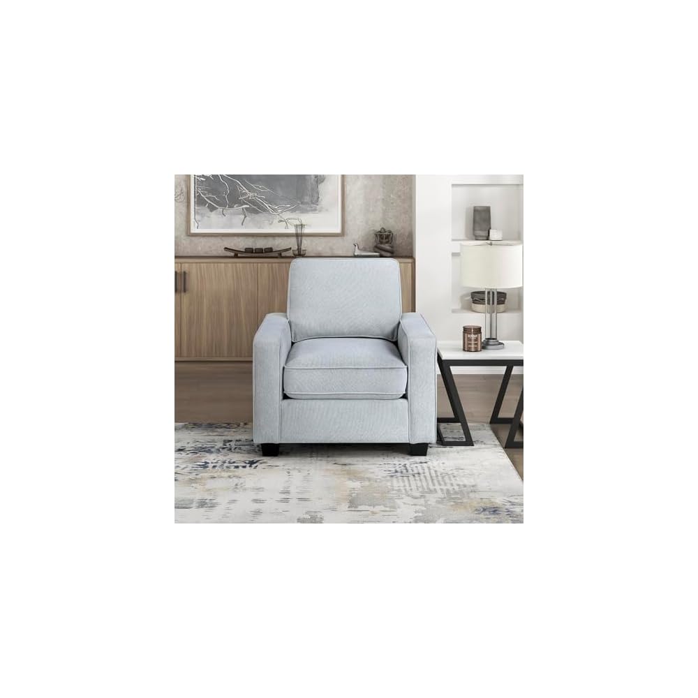 Lexicon Accent Chair, Textured Fabric Upholstered Armchair, Single Sofa Chair, Reversible Cushion, Track Arms, Comfy Chairs for Living Room/Bedroom/Office/Waiting Room, Gray