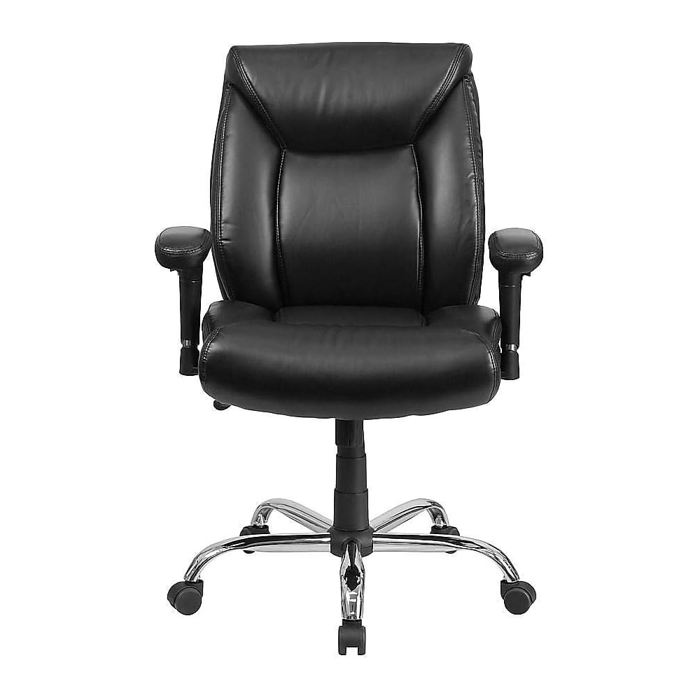 Flash Furniture HERCULES Series Big & Tall 400 lb. Rated Black Fabric Deep Tufted Swivel Ergonomic Task Office Chair with Adjustable Arms