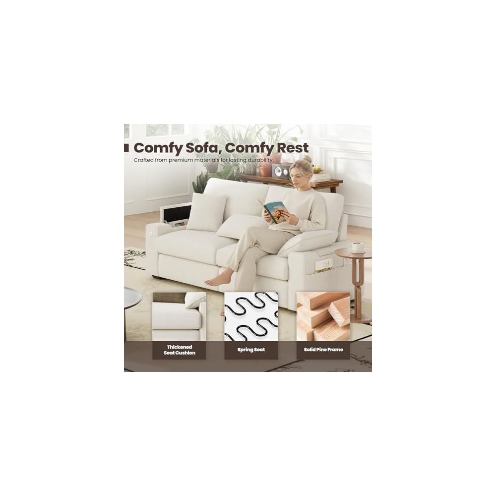 MALOL 89" Loveseat Couch, 3 Seater Upholstered