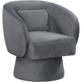 Giantex Swivel Accent Chair, Upholstered Barrel Chair with Curved Back & Removable Lumbar Pillow, Comfy Round Armchair with 360° Rotating Function, Single Sofa Chair for Living Room
