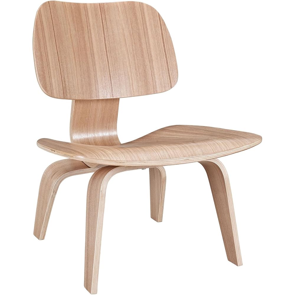 Modway EEI-510-NAT Fathom Mid-Century Modern Molded Plywood Lounge Accent Chair,Engineered Wood in Natural