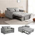 Sleeper Sofa Velvet Pull Out Sofa Bed Convertible Sofas Adjustable Backrest Pullout Loveseat Sofa Couch Side Pocket for Living Room,Office,Small Space,Grey