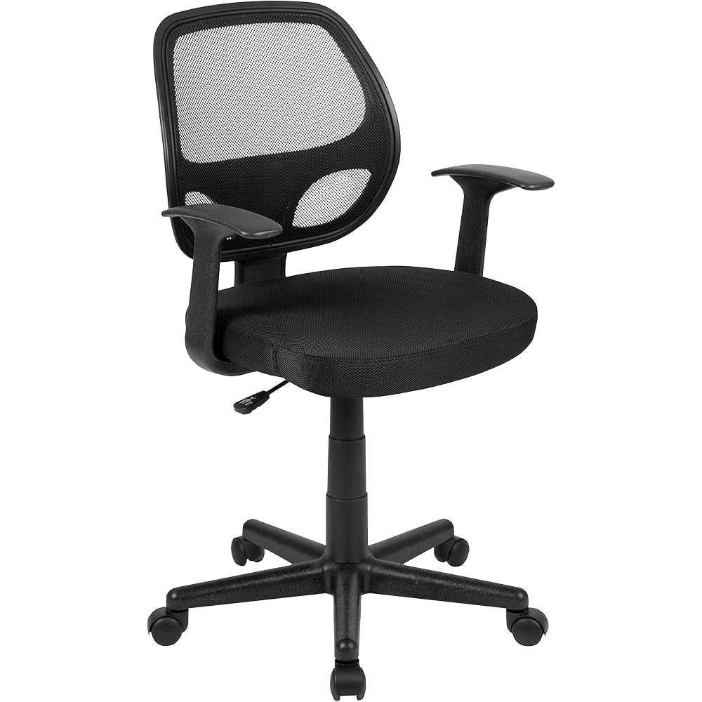 Flash Furniture Mid-Back Mesh Executive Office Chair, with Arms, Black